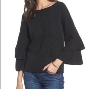 Madewell Tier-Sleeve Pullover Sweater in Coziest Yarn Size M